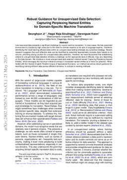 Robust Guidance for Unsupervised Data Selection: Capturing Perplexing
  Named Entities for Domain-Specific Machine Translation