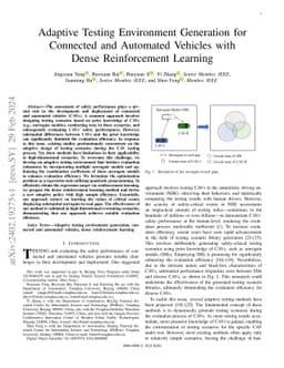 Adaptive Testing Environment Generation for Connected and Automated
  Vehicles with Dense Reinforcement Learning