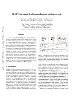 RL-GPT: Integrating Reinforcement Learning and Code-as-policy