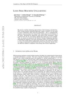 Loss-Free Machine Unlearning