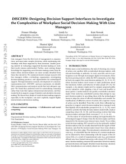 DISCERN: Designing Decision Support Interfaces to Investigate the
  Complexities of Workplace Social Decision-Making With Line Managers
