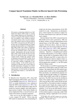 Compact Speech Translation Models via Discrete Speech Units Pretraining
