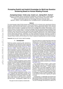 Prompting Explicit and Implicit Knowledge for Multi-hop Question
  Answering Based on Human Reading Process