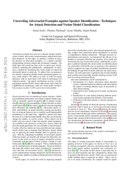 Unraveling Adversarial Examples against Speaker Identification --
  Techniques for Attack Detection and Victim Model Classification