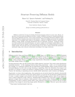 Structure Preserving Diffusion Models