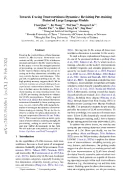 Towards Tracing Trustworthiness Dynamics: Revisiting Pre-training Period
  of Large Language Models