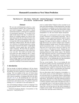 Humanoid Locomotion as Next Token Prediction