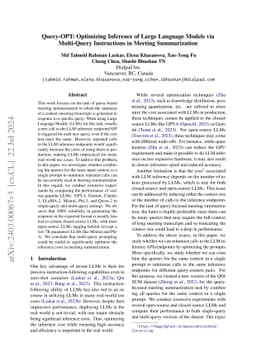 Query-OPT: Optimizing Inference of Large Language Models via Multi-Query
  Instructions in Meeting Summarization
