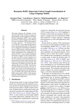 Resonance RoPE: Improving Context Length Generalization of Large
  Language Models