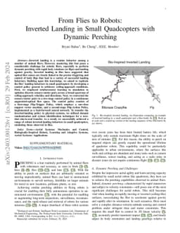 From Flies to Robots: Inverted Landing in Small Quadcopters with Dynamic
  Perching