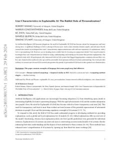 User Characteristics in Explainable AI: The Rabbit Hole of
  Personalization?