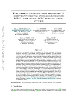 FusionVision: A comprehensive approach of 3D object reconstruction and
  segmentation from RGB-D cameras using YOLO and fast segment anything