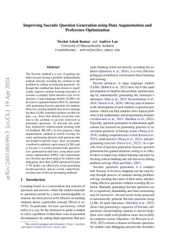 Improving Socratic Question Generation using Data Augmentation and
  Preference Optimization