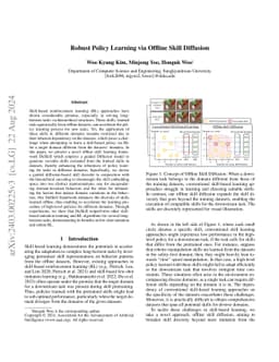 Robust Policy Learning via Offline Skill Diffusion
