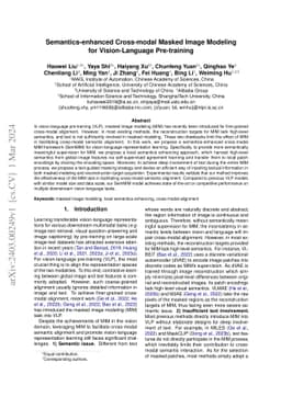 Semantics-enhanced Cross-modal Masked Image Modeling for Vision-Language
  Pre-training