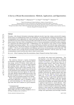 A Survey of Route Recommendations: Methods, Applications, and
  Opportunities