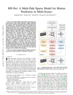 MS-Net: A Multi-Path Sparse Model for Motion Prediction in Multi-Scenes