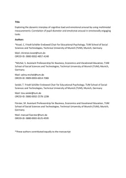 Exploring the dynamic interplay of cognitive load and emotional arousal
  by using multimodal measurements: Correlation of pupil diameter and emotional
  arousal in emotionally engaging tasks