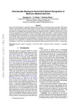 Post-decoder Biasing for End-to-End Speech Recognition of Multi-turn
  Medical Interview