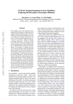 LLMs for Targeted Sentiment in News Headlines: Exploring the
  Descriptive-Prescriptive Dilemma