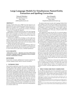 Large Language Models for Simultaneous Named Entity Extraction and
  Spelling Correction