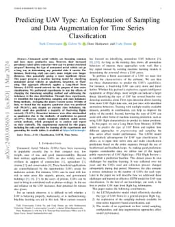 Predicting UAV Type: An Exploration of Sampling and Data Augmentation
  for Time Series Classification