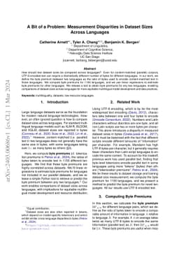 A Bit of a Problem: Measurement Disparities in Dataset Sizes Across
  Languages
