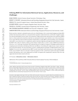 Utilizing BERT for Information Retrieval: Survey, Applications,
  Resources, and Challenges