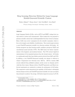 Deep Learning Detection Method for Large Language Models-Generated
  Scientific Content