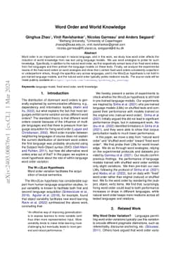 Word Order and World Knowledge