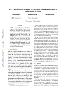 MALTO at SemEval-2024 Task 6: Leveraging Synthetic Data for LLM
  Hallucination Detection