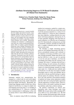 Attribute Structuring Improves LLM-Based Evaluation of Clinical Text
  Summaries