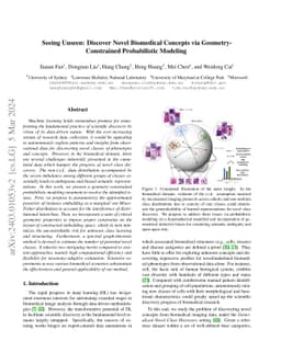 Seeing Unseen: Discover Novel Biomedical Concepts via
  Geometry-Constrained Probabilistic Modeling