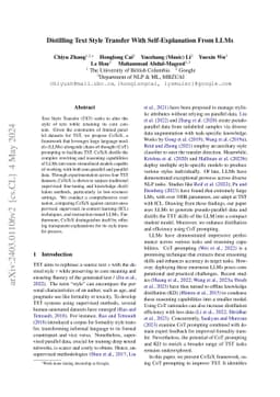 Distilling Text Style Transfer With Self-Explanation From LLMs