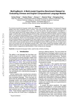 MulCogBench: A Multi-modal Cognitive Benchmark Dataset for Evaluating
  Chinese and English Computational Language Models