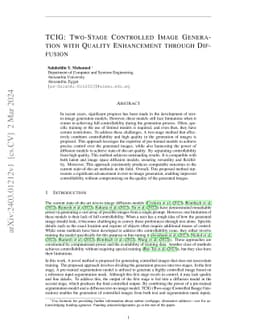 TCIG: Two-Stage Controlled Image Generation with Quality Enhancement
  through Diffusion