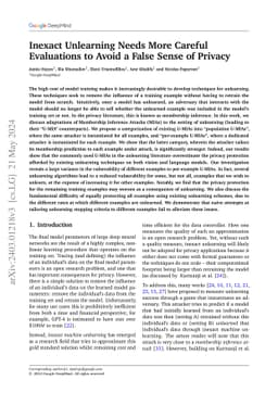 Inexact Unlearning Needs More Careful Evaluations to Avoid a False Sense
  of Privacy