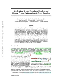Accelerating Greedy Coordinate Gradient via Probe Sampling