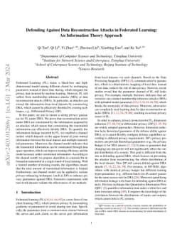 Defending Against Data Reconstruction Attacks in Federated Learning: An
  Information Theory Approach