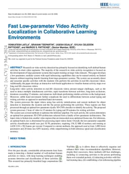 Fast Low-parameter Video Activity Localization in Collaborative Learning
  Environments