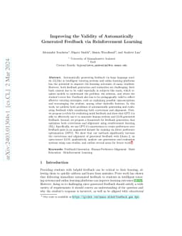 Improving the Validity of Automatically Generated Feedback via
  Reinforcement Learning