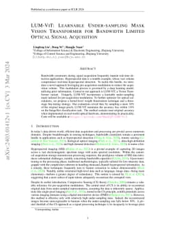 LUM-ViT: Learnable Under-sampling Mask Vision Transformer for Bandwidth
  Limited Optical Signal Acquisition