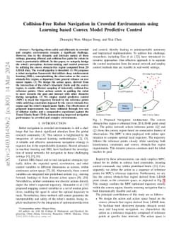 Collision-Free Robot Navigation in Crowded Environments using Learning
  based Convex Model Predictive Control