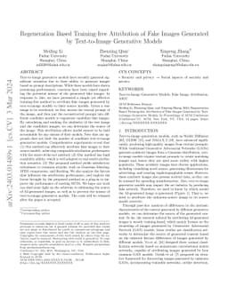 Regeneration Based Training-free Attribution of Fake Images Generated by
  Text-to-Image Generative Models