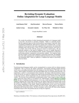 Revisiting Dynamic Evaluation: Online Adaptation for Large Language
  Models