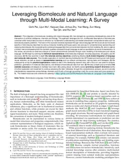 Leveraging Biomolecule and Natural Language through Multi-Modal
  Learning: A Survey