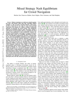 Mixed Strategy Nash Equilibrium for Crowd Navigation