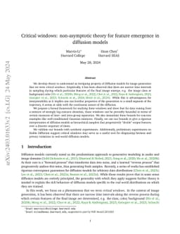 Critical windows: non-asymptotic theory for feature emergence in
  diffusion models
