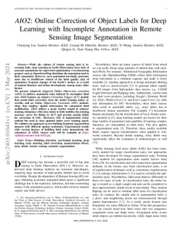 AIO2: Online Correction of Object Labels for Deep Learning with
  Incomplete Annotation in Remote Sensing Image Segmentation