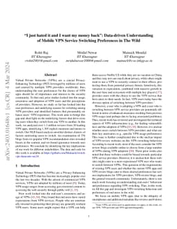 "I just hated it and I want my money back": Data-driven Understanding of
  Mobile VPN Service Switching Preferences in The Wild